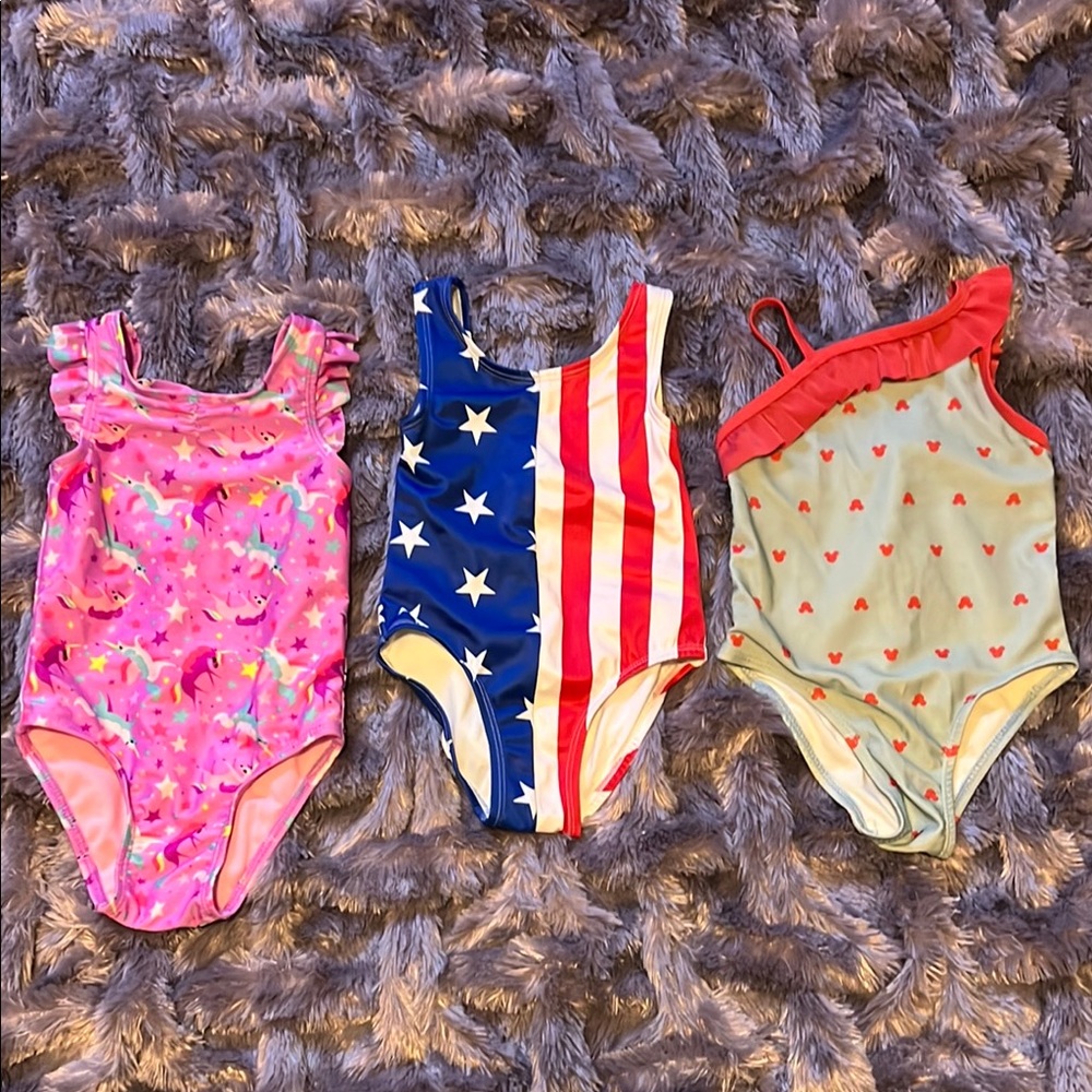 Disney Pink and Blue One Piece Swimsuit with Star Patterns